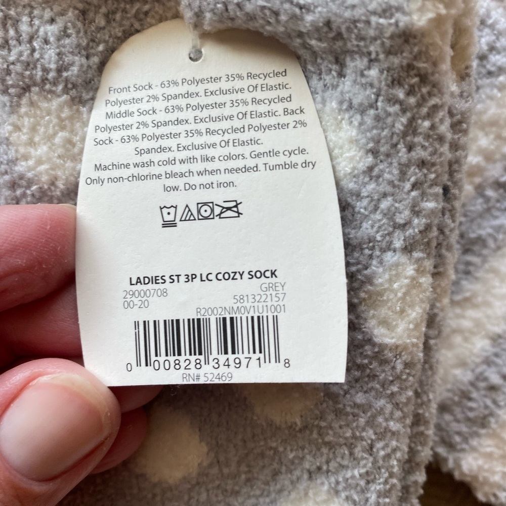 Cozy fuzzy slipper socks 3 pairs NWT Gray and White - Picture 6 of 6